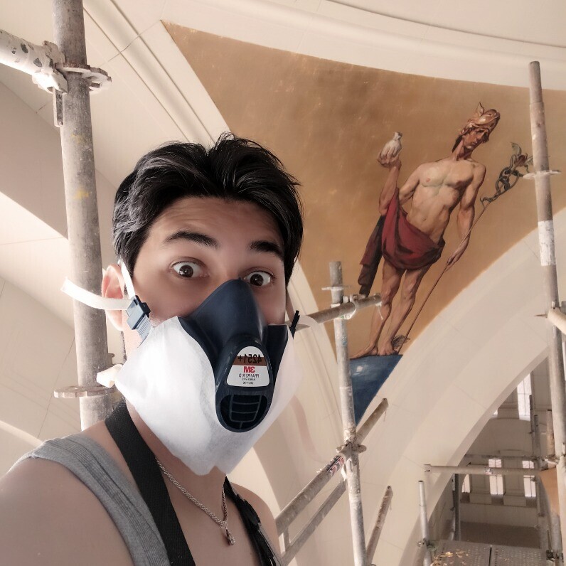 Rafael Pino Acosta - El artista trabajando