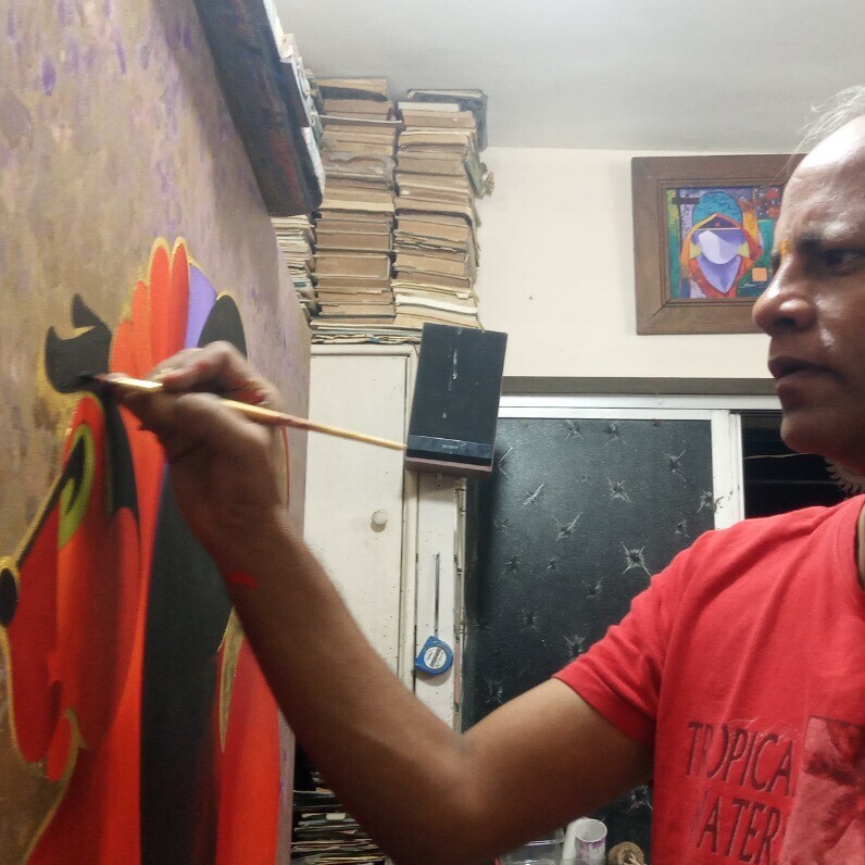 Ranjit Singh Kurmi - The artist at work