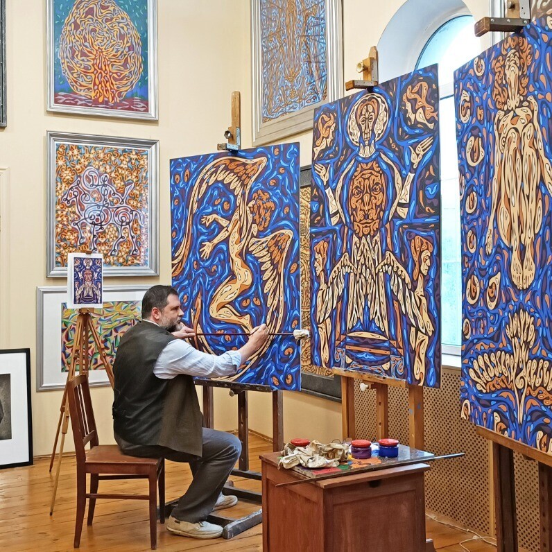 Nikolai Sednin (Nicolas Sednin) - The artist at work