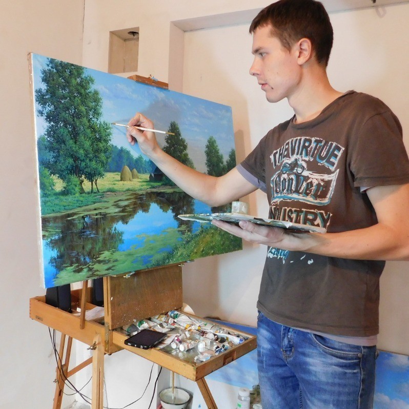 Sergei Skiba - De kunstenaar aan het werk