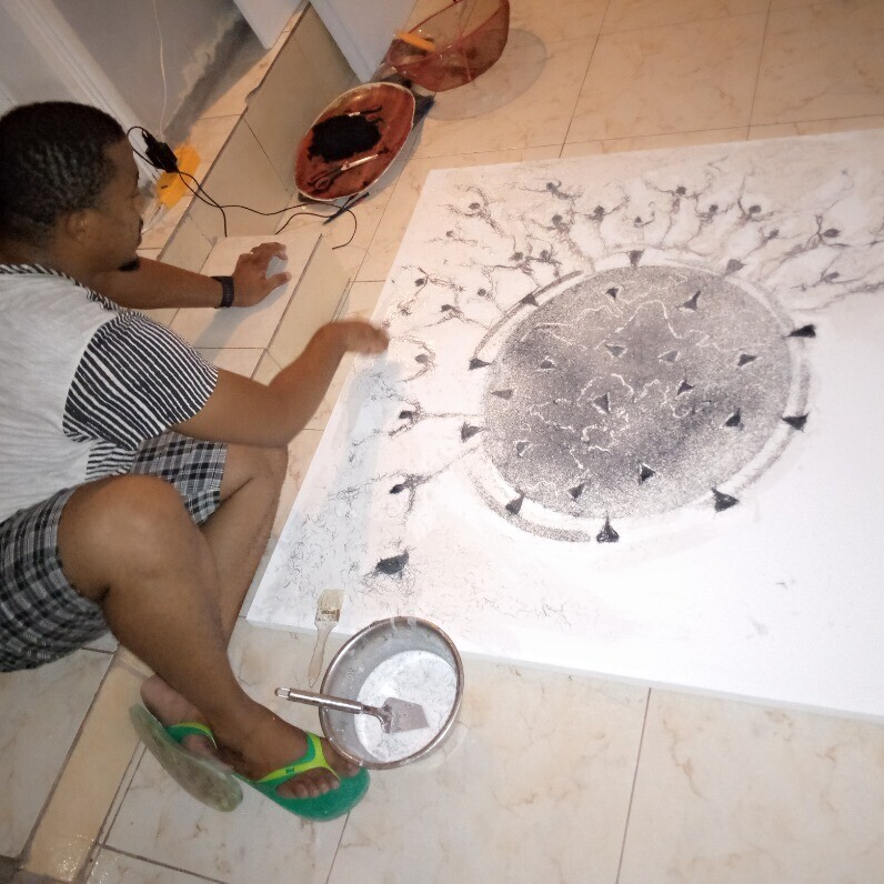 Thino Tshangay - L'artiste au travail
