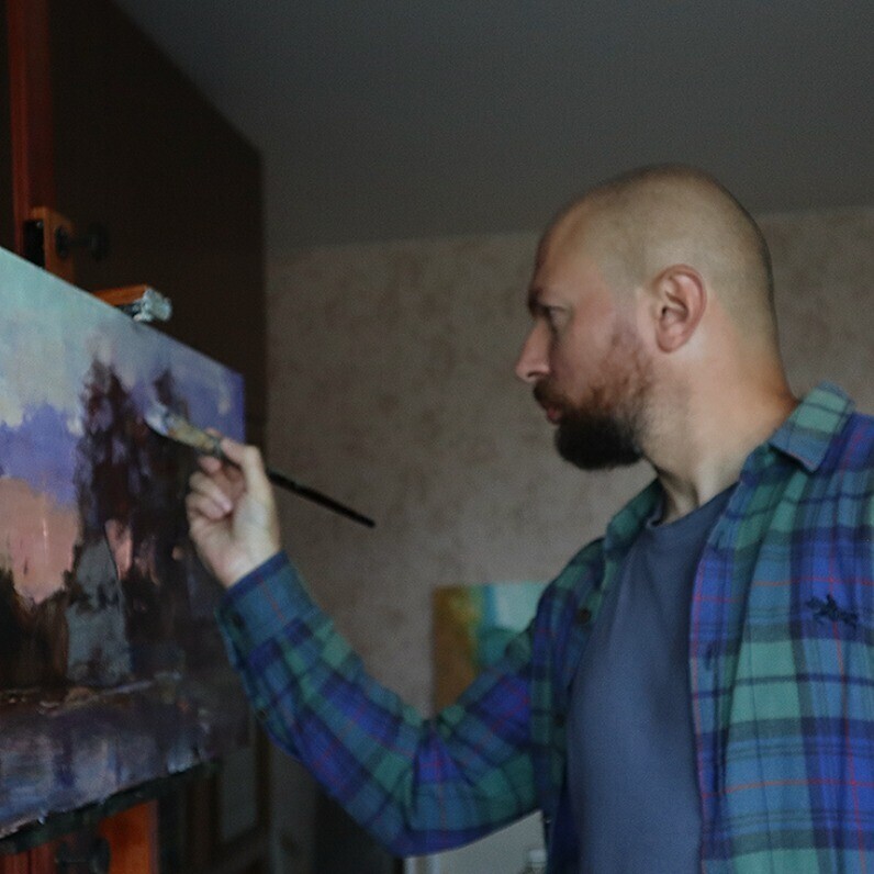 Vitaly Gunaza - El artista trabajando