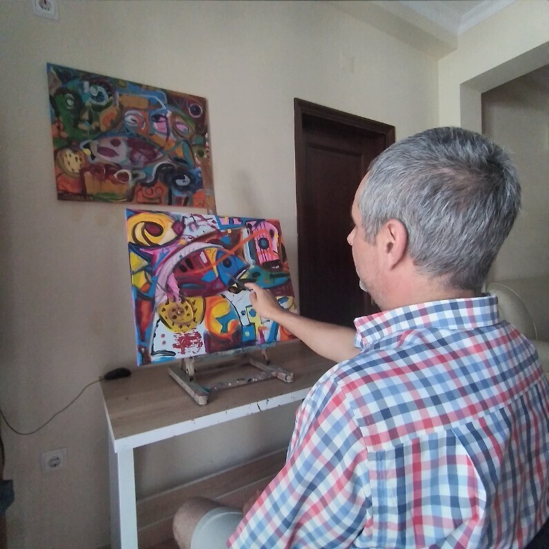 Campeonato De Xadrez, Painting by Vitor Pisco