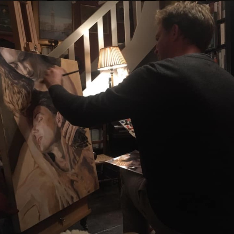 William Oxer F.R.S.A. - The artist at work