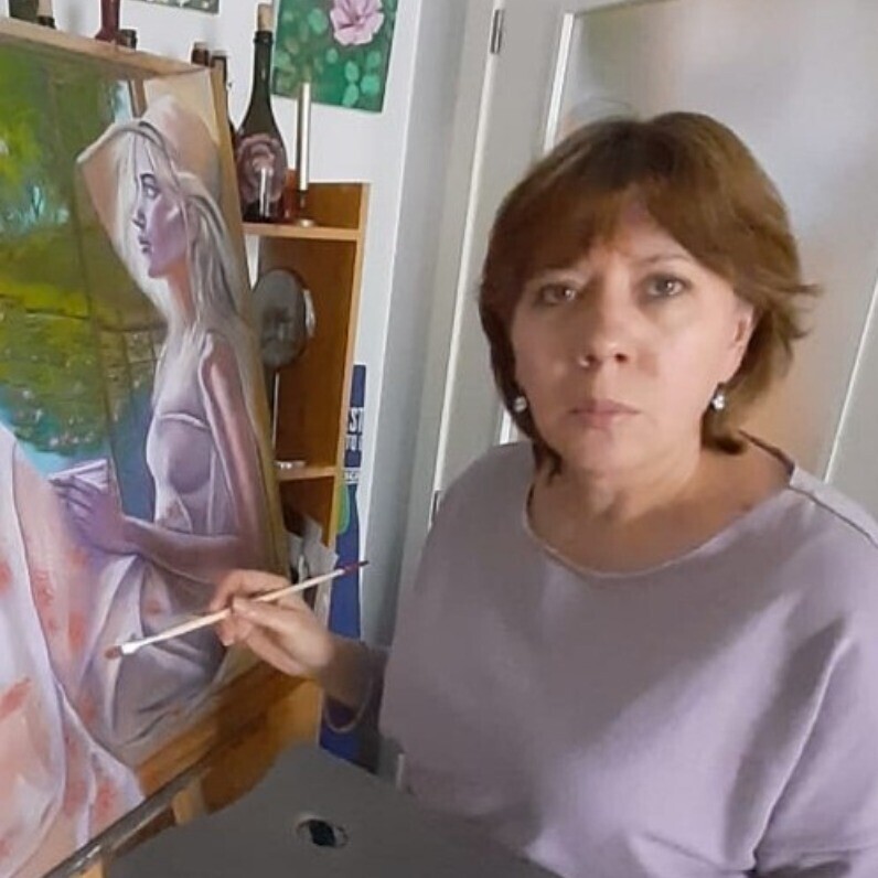 Zinaida Vysota - El artista trabajando
