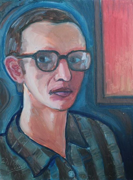 Ζωγραφική με τίτλο "Self portrait" από Валерий Кленов, Αυθεντικά έργα τέχνης, Λάδι