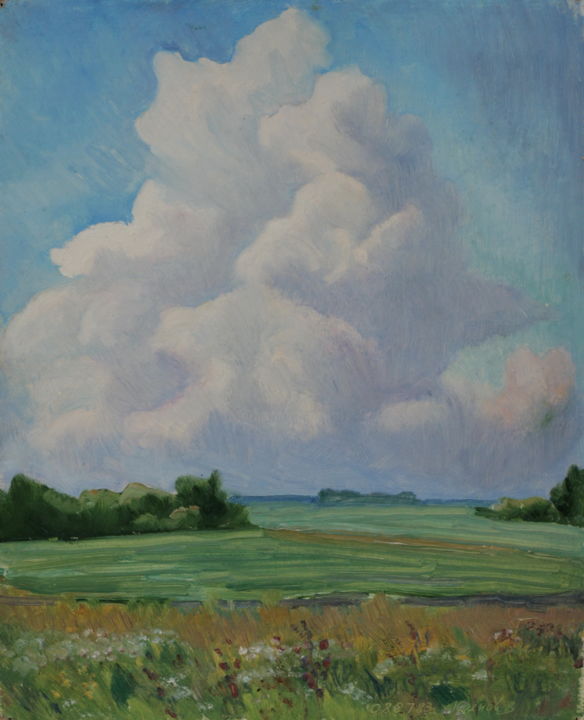 Malerei mit dem Titel "Clouds" von Valerii Klenov, Original-Kunstwerk, Öl