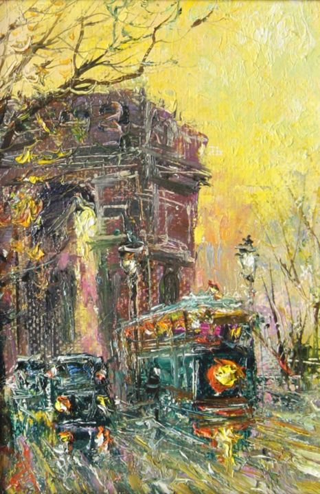 Картина под названием "Париж" - Юнис Еникеев, Подлинное произведение искусства, Масло