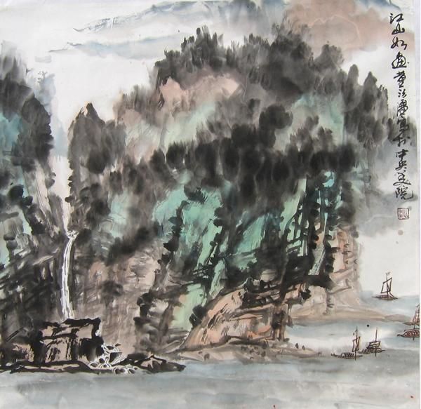 Pittura intitolato "江山如画" da Zhi Qiang Dong, Opera d'arte originale, Olio