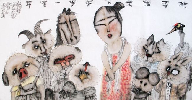 Painting titled "师爱" by Li Ying Mo, Original Artwork, Oil