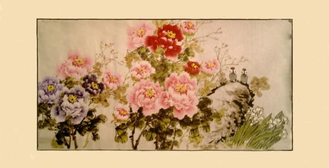 Painting titled "绝色牡丹" by Jiang Peng, Original Artwork, Oil