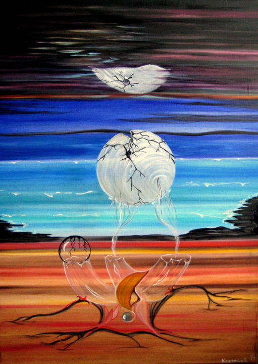 Painting titled "Levitation" by Johnny, Original Artwork, Oil