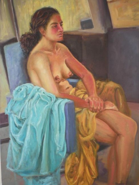 Painting titled "Lejana Mirada" by Yaneiris, Original Artwork, Oil