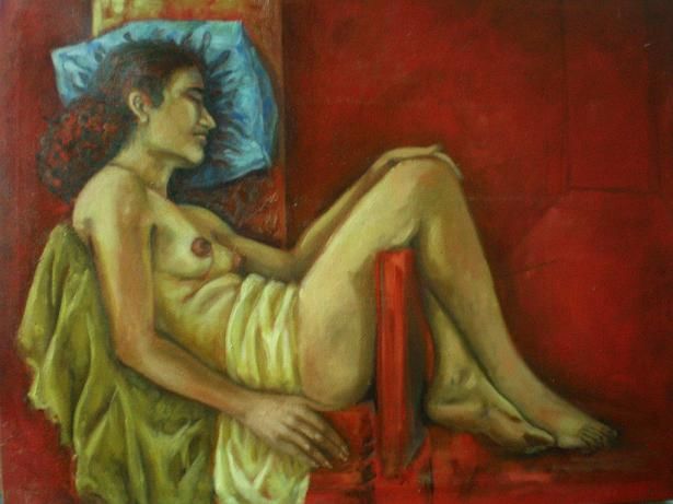 Painting titled "Dulce Descanso" by Yaneiris, Original Artwork, Oil