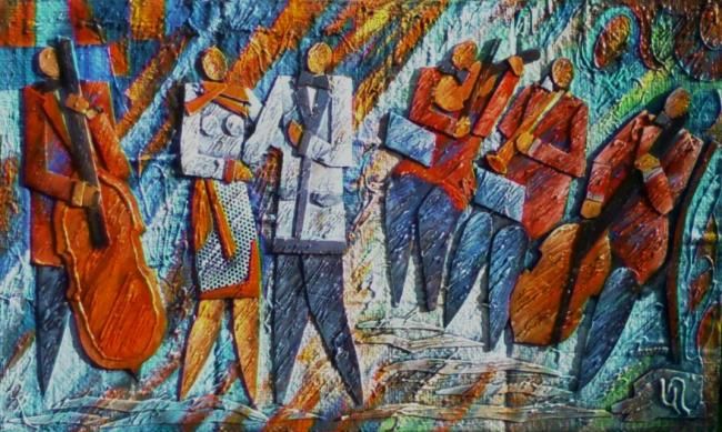 Peinture intitulée "նվագախումբ/оркестр" par Artyom Ghazaryan, Œuvre d'art originale, Huile