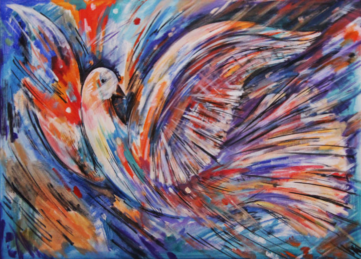 Ζωγραφική με τίτλο "голубь мира" από Artyom Ghazaryan, Αυθεντικά έργα τέχνης, Άλλος