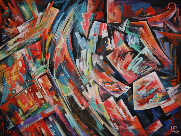 Painting titled "Firework / Салют /…" by Artyom Ghazaryan, Original Artwork, Oil