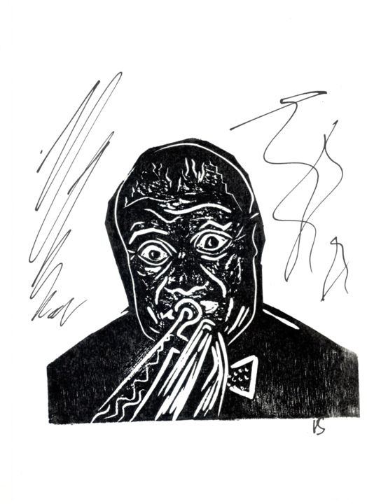 Printmaking titled "Louis" by Victor Shefer, Original Artwork, Linocuts