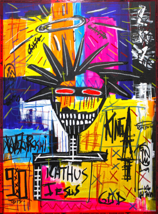 Painting titled "Street Art Revoluti…" by 0xec6d0, Original Artwork, Acrylic Mounted on Wood Stretcher frame
