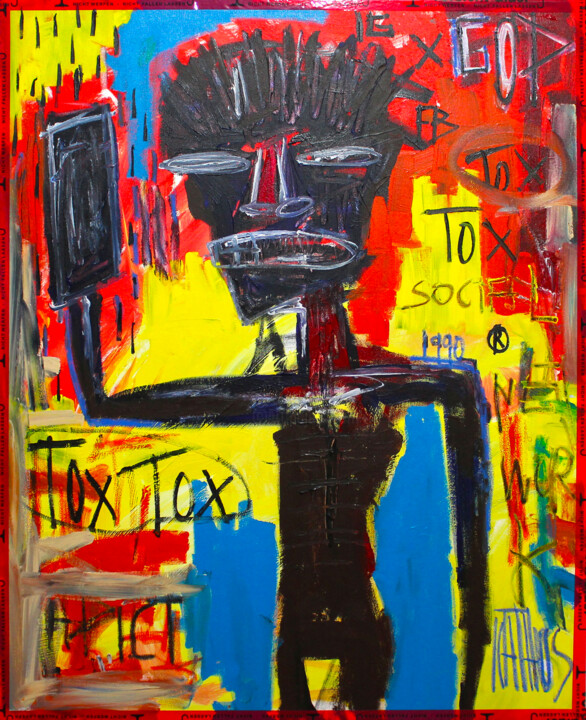 Painting titled "Addict" by 0xec6d0, Original Artwork, Acrylic Mounted on Wood Stretcher frame
