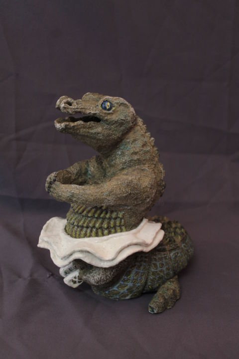 Sculpture titled "Baligator von Soma…" by J Bate, Original Artwork, Ceramics