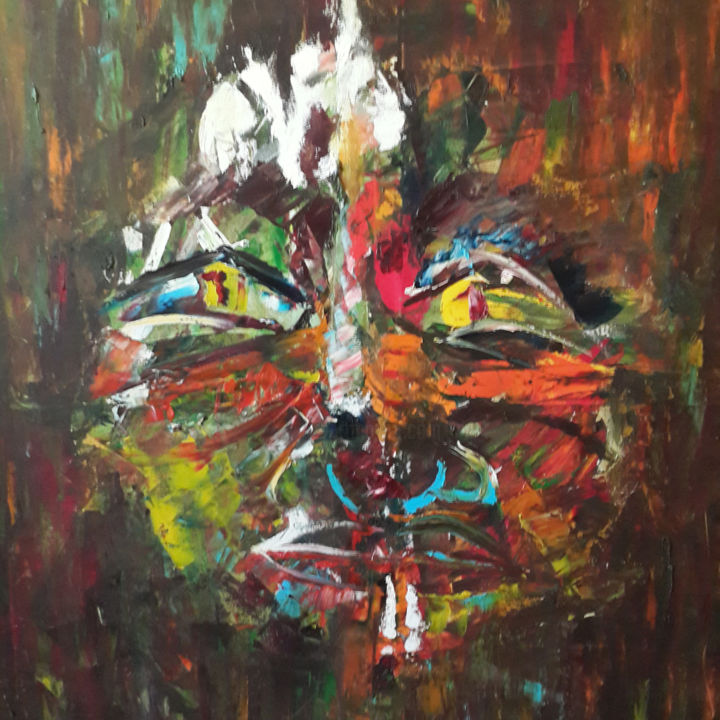 Painting titled "Mask 1" by Mira Sbt, Original Artwork, Oil