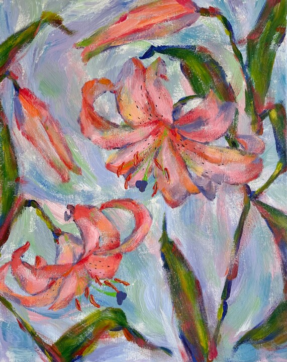 绘画 标题为“百合花” 由乔木, 原创艺术品, 丙烯