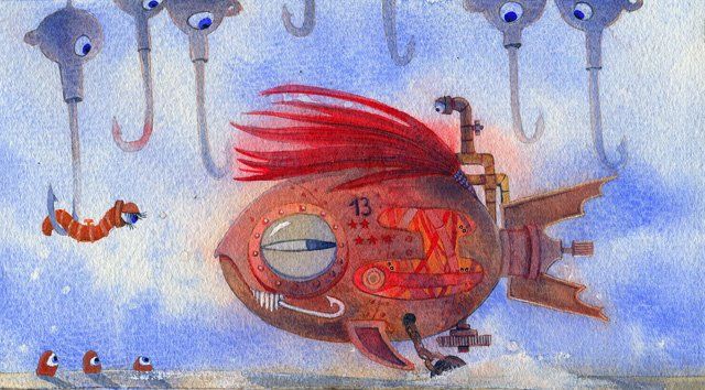 Pintura titulada ""Чумовая рыба"" por Tatiana Bulgakova, Obra de arte original, Oleo