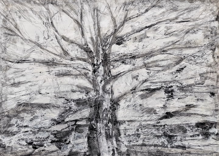 Painting titled "Tree's ghost" by Maria Svetlakova, Original Artwork, Acrylic