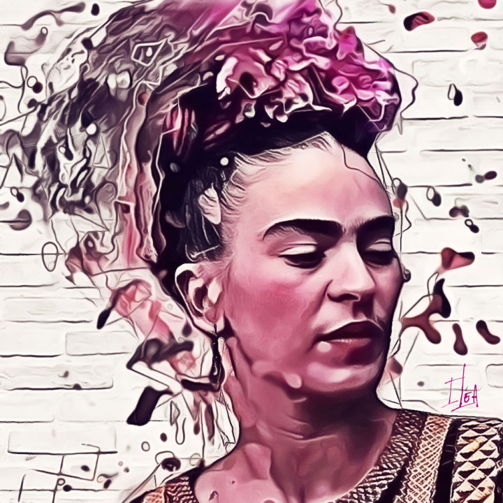 Arts numériques intitulée "Frida Khalo" par Iléa, Œuvre d'art originale, Peinture numérique
