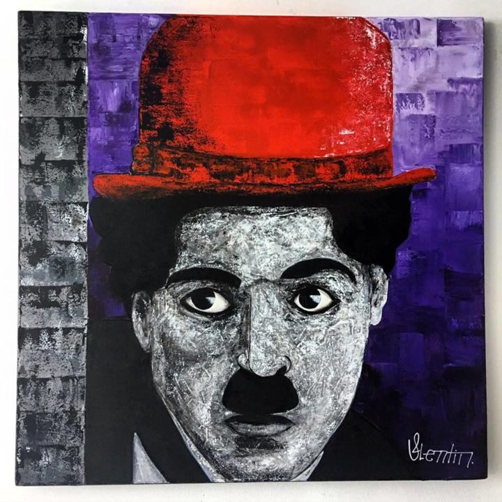 Painting titled "CHARLES CHAPLIN" by Paolo Valentin Vargas Pereira, Original Artwork