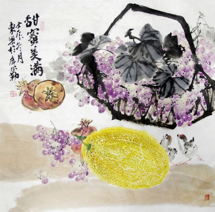 Pintura titulada "甜蜜美满" por Dong Le Yang, Obra de arte original, Oleo