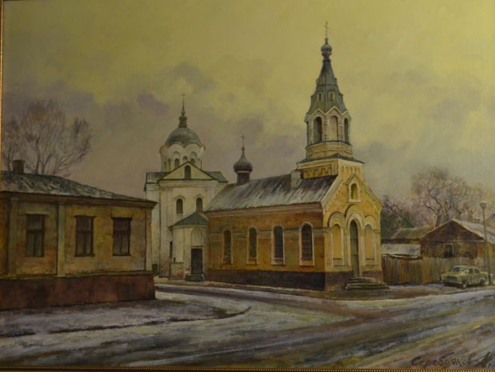 Картина под названием "Church of Elijah We…" - Andrey Serebryakov, Подлинное произведение искусства, Масло