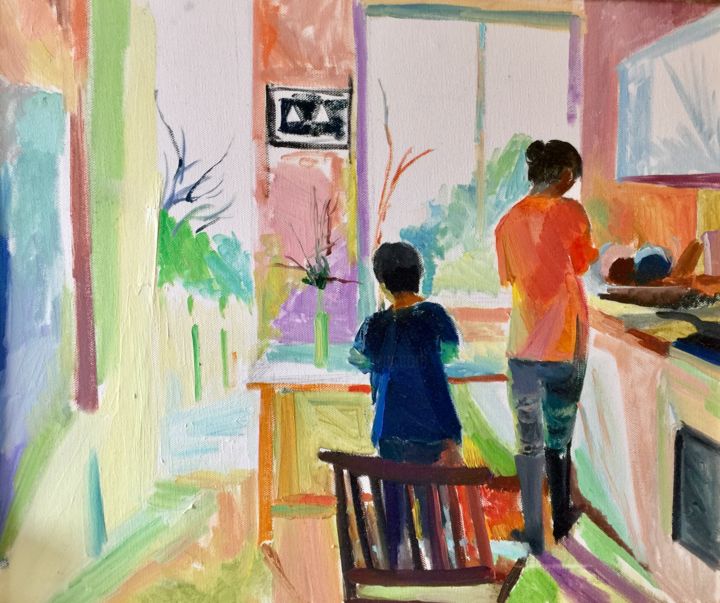 Painting titled "Home Sweet Home" by Yixiao Li, Original Artwork, Oil