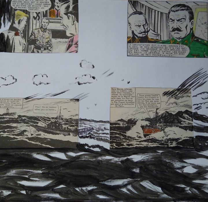 Collages intitulée "Staline-Hitler" par Kobi, Œuvre d'art originale, Collages