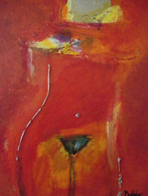 Painting titled "red women" by Ballebyart, Original Artwork, Oil