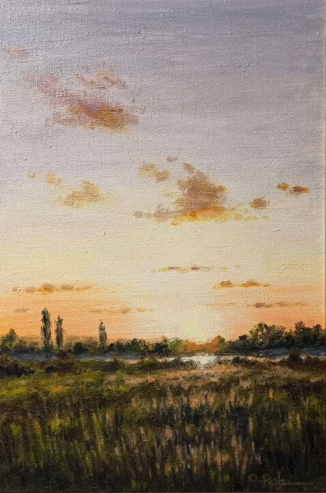Painting titled "Morning of the new…" by Oleh Rak, Original Artwork, Oil Mounted on Wood Stretcher frame