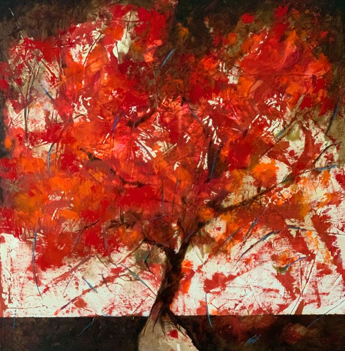 Pittura intitolato "Red" da Donatella Violi, Opera d'arte originale, Olio