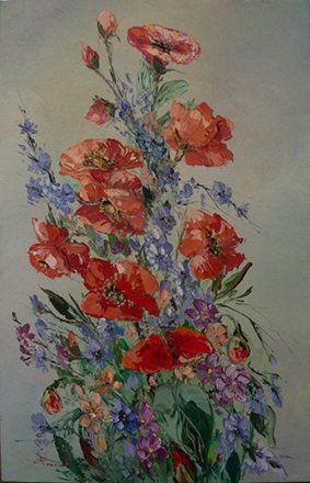 Peinture intitulée "Wild Flowers" par Ioan Rosca, Œuvre d'art originale, Huile