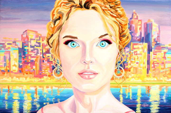 Pittura intitolato "manhattan-last-drea…" da Sergey Popov Pop Art, Opera d'arte originale, Olio