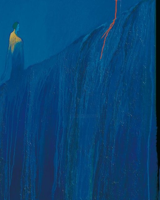 Peinture intitulée "fil rouge" par Eric Vrignaud, Œuvre d'art originale,