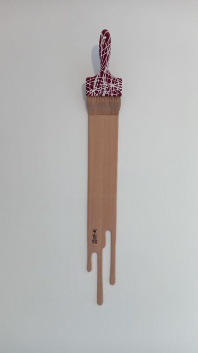 Skulptur mit dem Titel "COOLeur rouge dripp…" von 2mé / Blondeau, Original-Kunstwerk, Holz