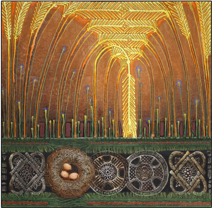 Картина под названием "(гнездо у дороги на…" - Юрий Тюх, Подлинное произведение искусства, Масло