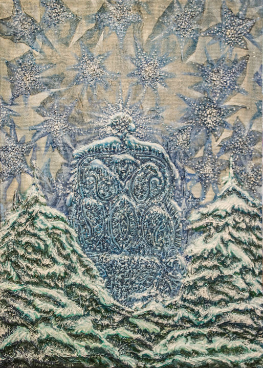 Pittura intitolato "(замок снежной коро…" da Iurii Tiukh, Opera d'arte originale, Olio