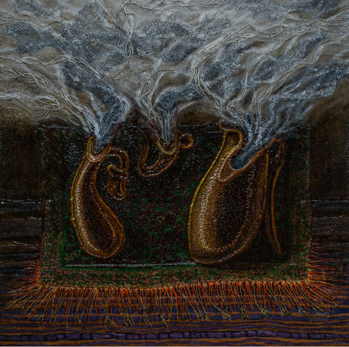 Картина под названием "(сладкий дым кальян…" - Юрий Тюх, Подлинное произведение искусства, Масло