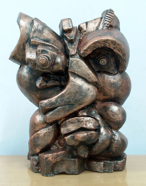 Sculpture intitulée "时间的脸" par Lin Chu, Œuvre d'art originale, Techniques mixtes