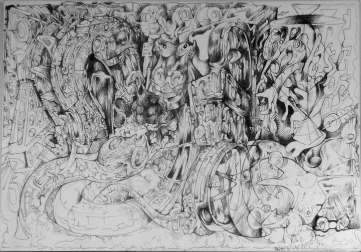 Drawing titled "" Maelstrom & Enfer…" by Mr Foe'Z, Original Artwork, Ballpoint pen