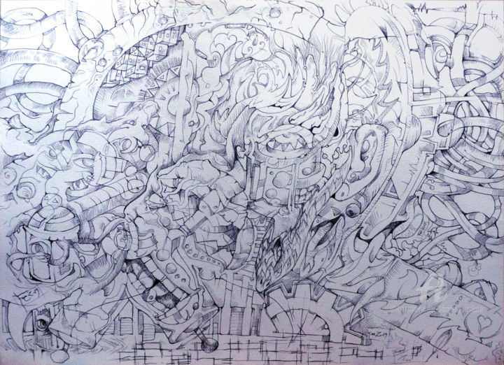 Disegno intitolato "" Zombie "" da Mr Foe'Z, Opera d'arte originale, Biro