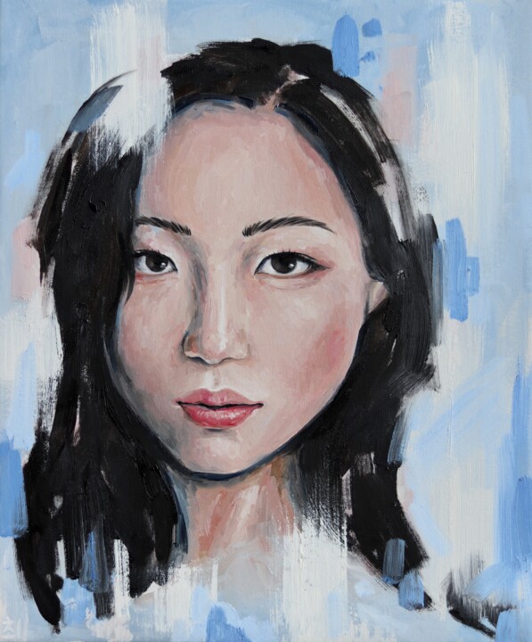 Pintura intitulada "Girl in mirror" por Marina Ogai, Obras de arte originais, Óleo