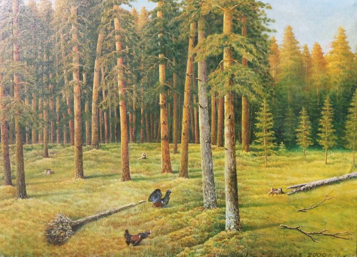 Painting titled "Мистический лес" by Anastasiia Sharonova, Original Artwork, Oil